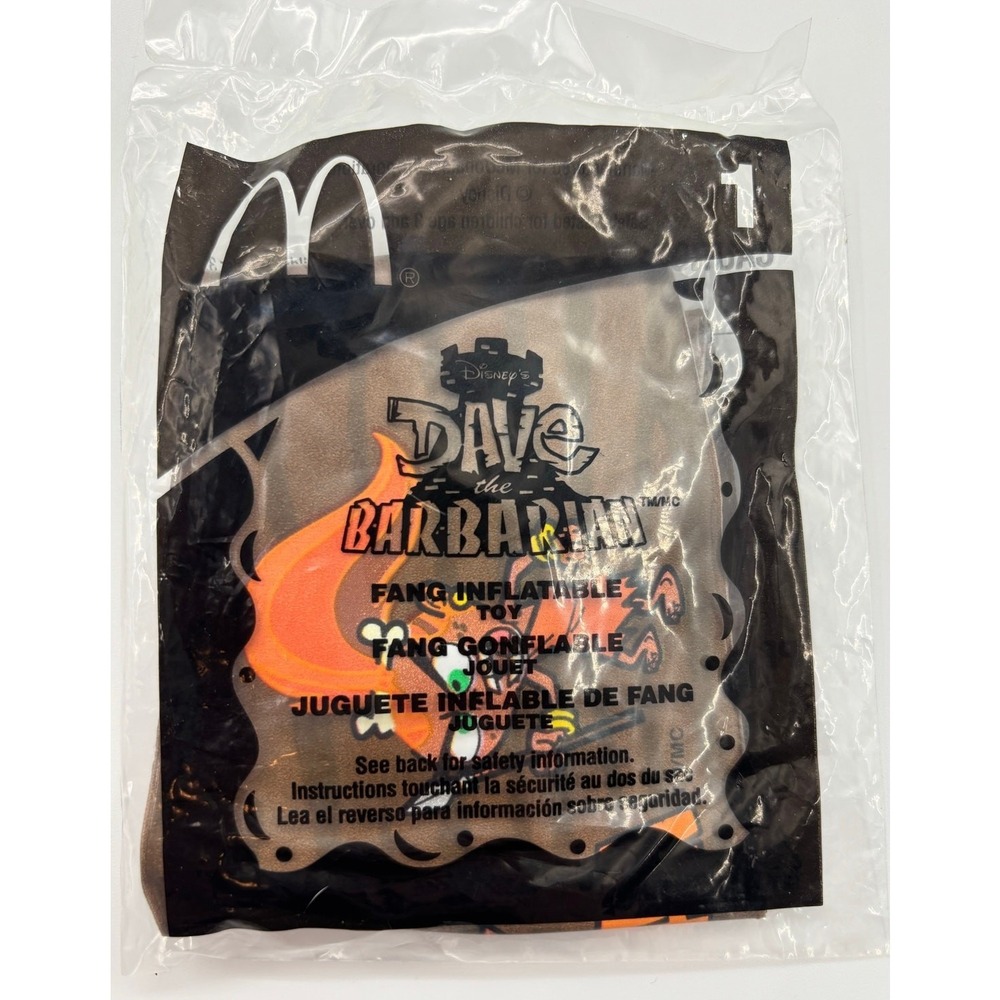 2004 McDonald's Happy‎ Meal- Dave The Barbarian Fang Inflatable Toy- New